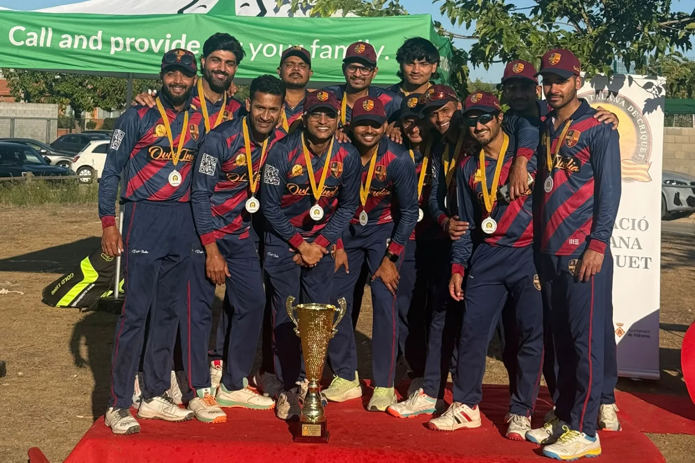 Cricket Club Barcelona with the Liga Catalana Division 2 trophy
